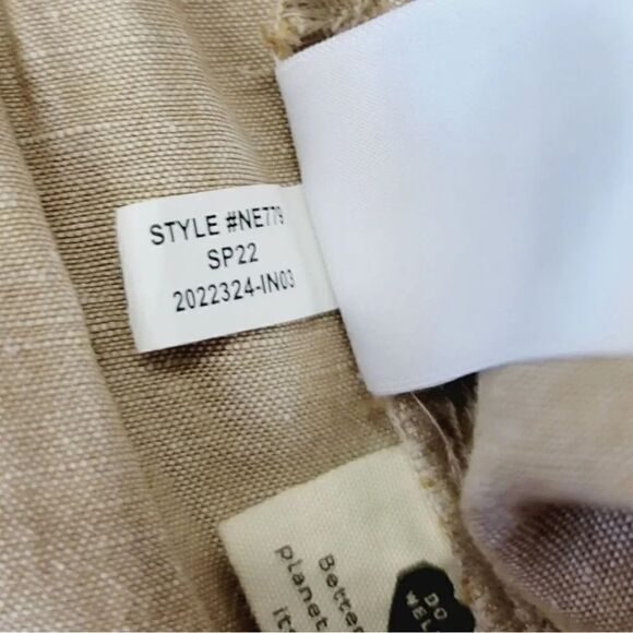 Madewell Linen Blend Ruffle Tie Back Wide Leg Jumpsuit in Seed Khaki Size 10 - Picture 11 of 12